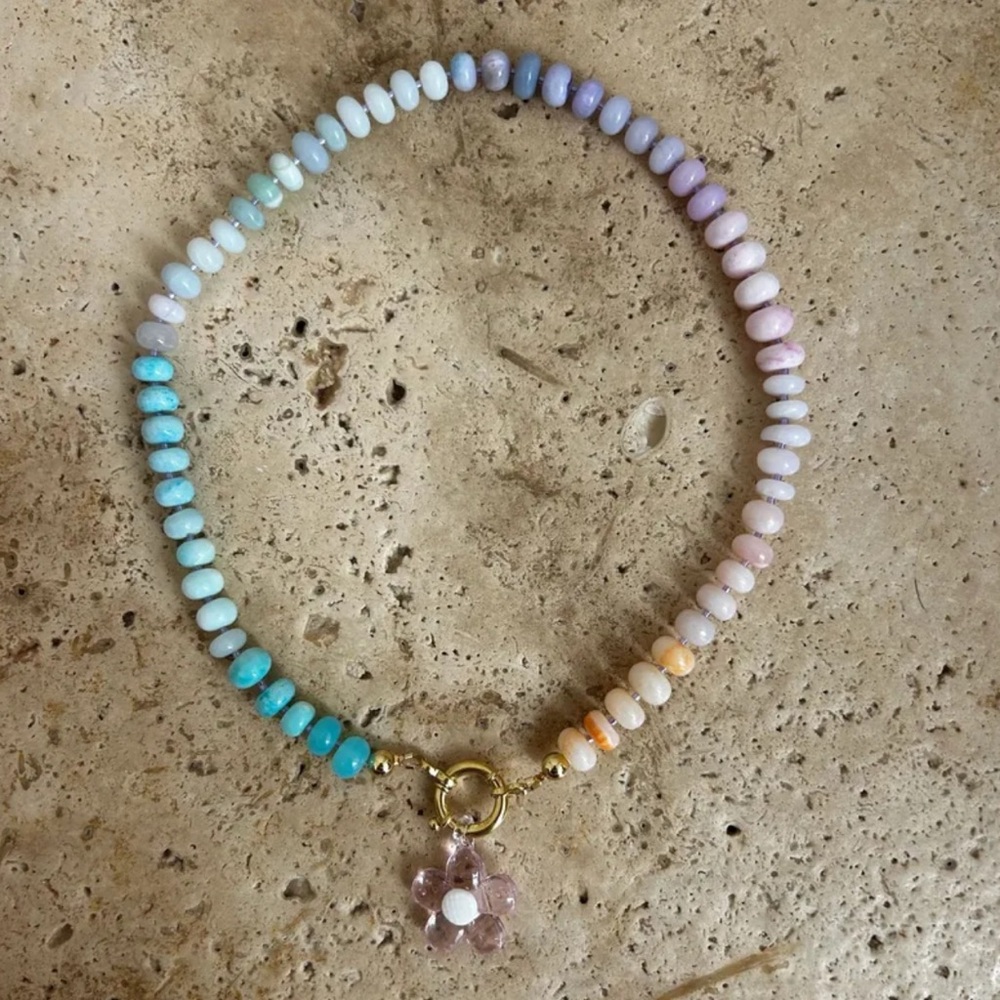 Multicolor Beaded Necklace with Gold Clasp